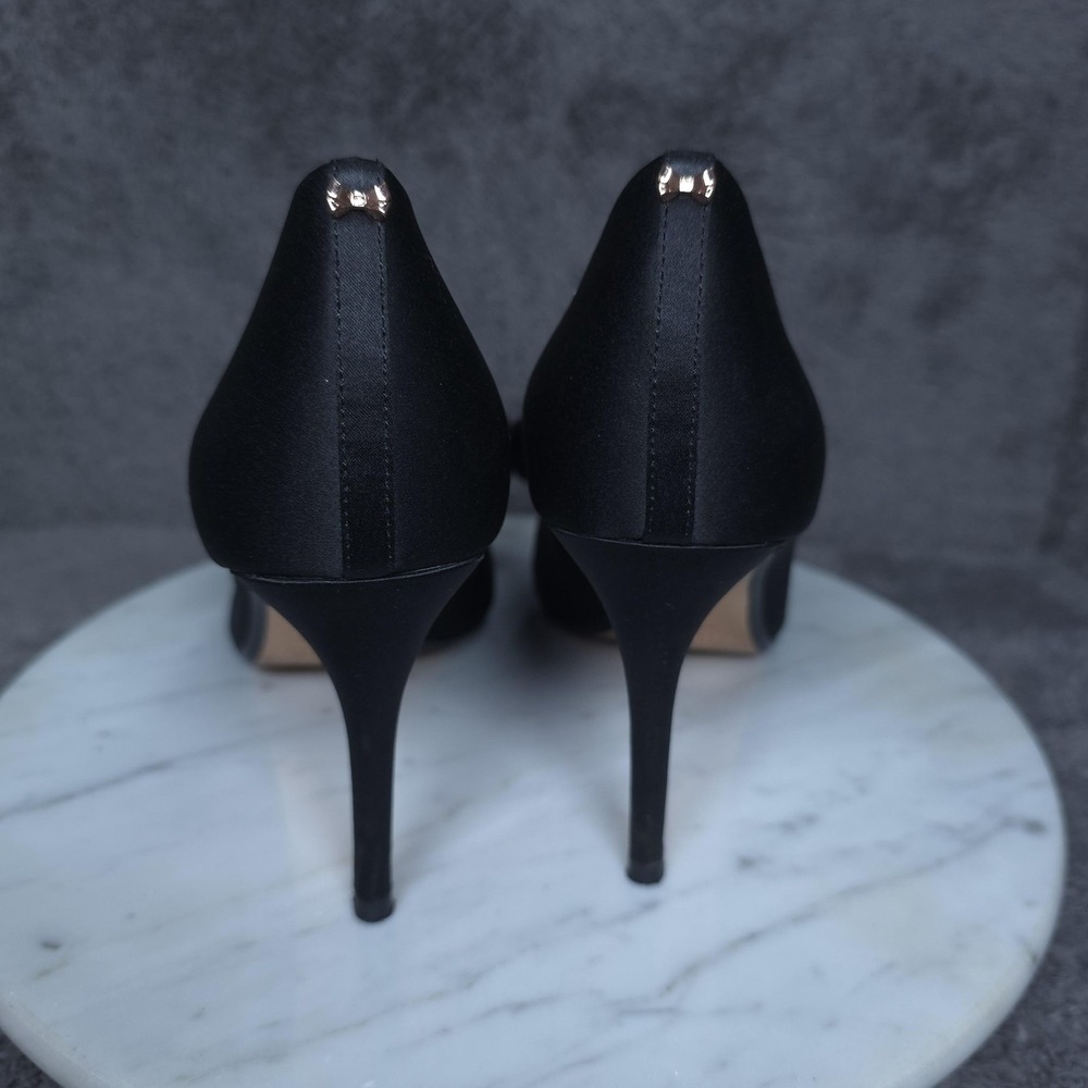 Ted Baker Shoes Womens Size 8 Black Peep Toe Bow High Heel Dress Pumps - Picture 4 of 10